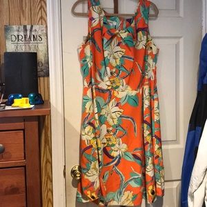 Orange, Floral-Printed Dress